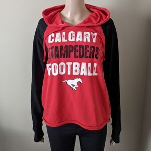 Calgary Stampeders Red and Black Hoodie, Women's Small